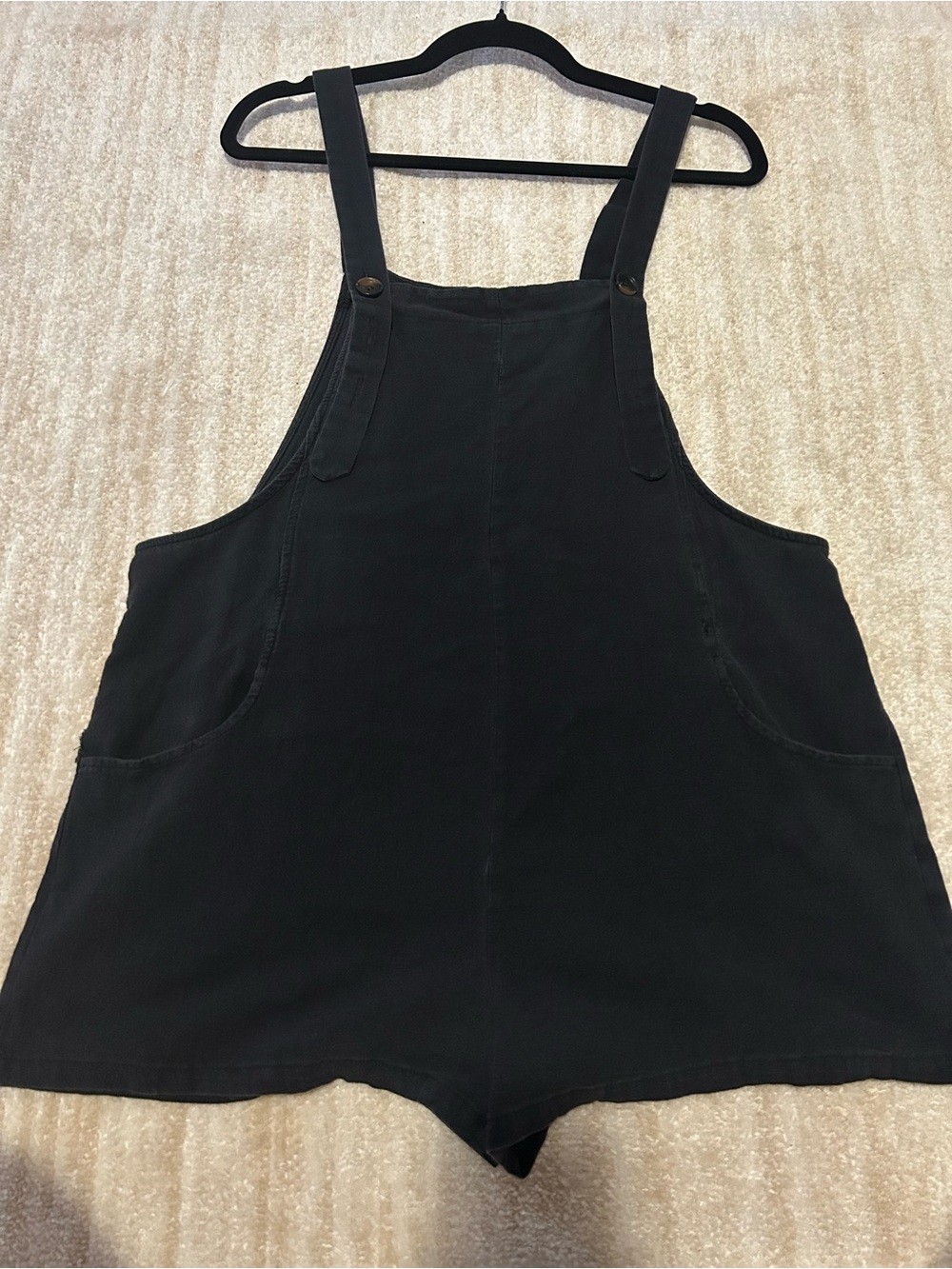 SHEIN Black Denim Short Overalls Romper